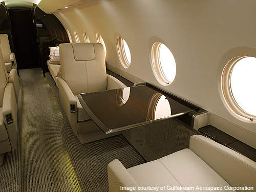 The Gulfstream G280's cabin can accommodate ten passengers.
