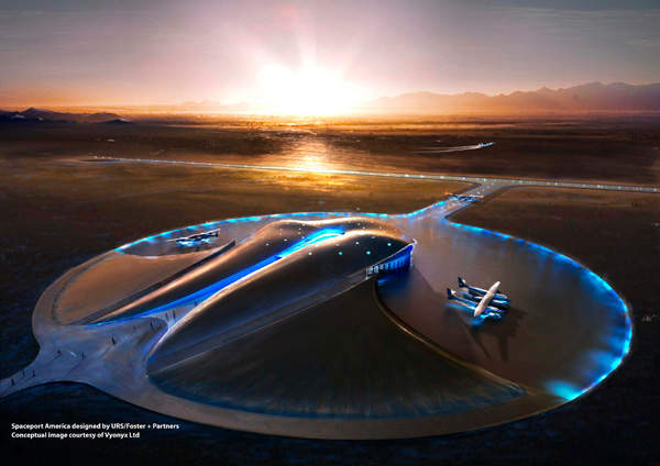 Spaceport America is situated 140km north of El Paso in Sierra County, New Mexico. Image courtesy of URS / Foster + Partners.