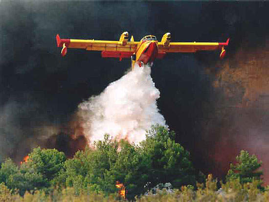 The Bombardier Canadair 415 amphibious aircraft.