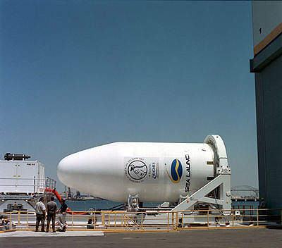 PAS-9 Satellite being transferred from the Payload Processing Facility.