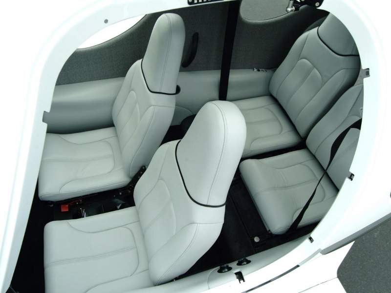 The rear seats of the aircraft feature spacious leg and elbow room. Credit: Lancair.