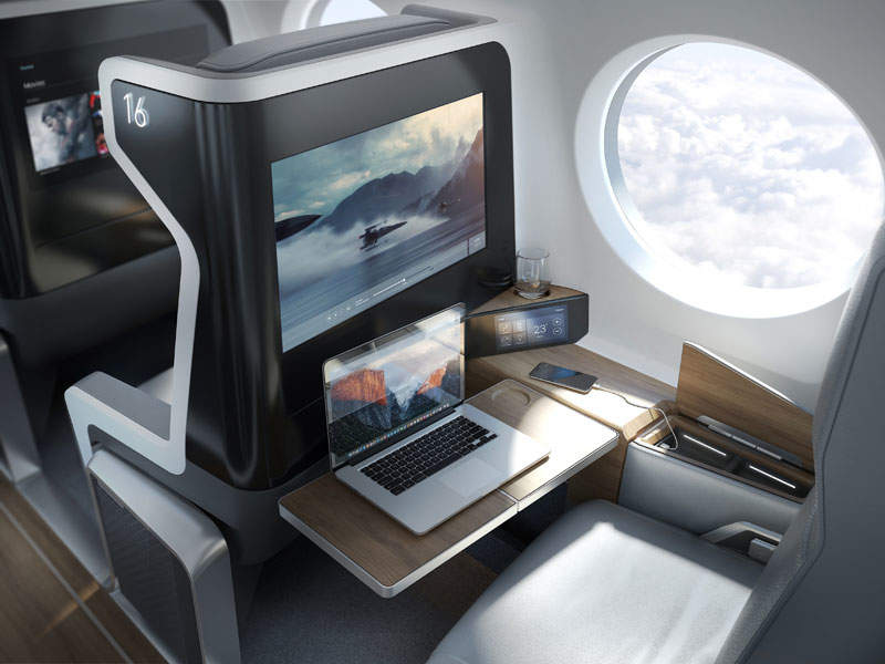 The cabin will feature one spacious seat on each side of the aisle. Credit: Boom Technologies.