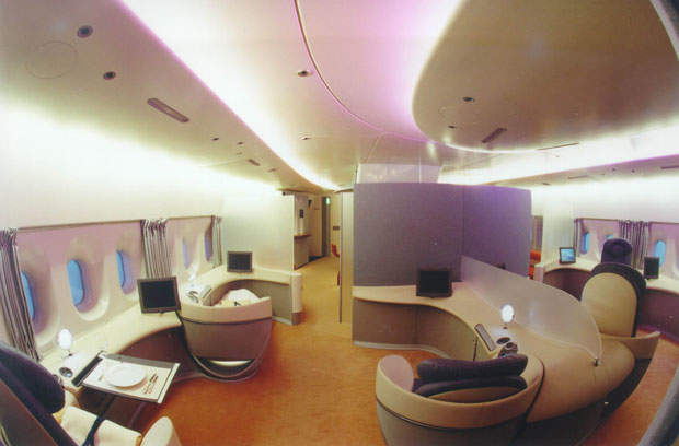 The twin-deck widebody of the roomy A380 means some airlines have requested onboard showers, an office, a children's play area, a gym, a bar, shops, a smoking area and a mini casino.