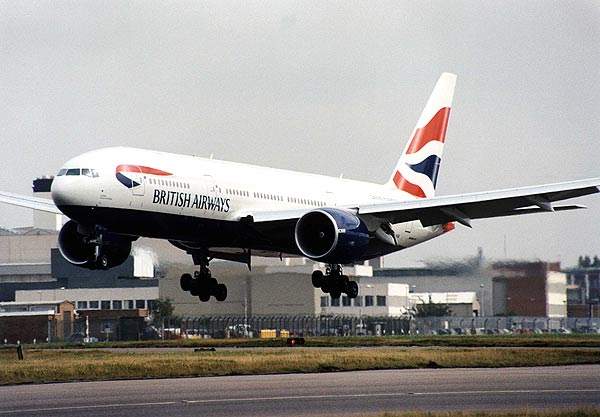 A British Airways 777 taking off.