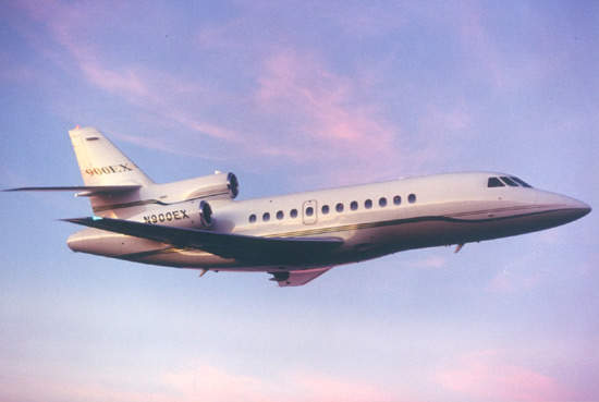 The Dassault Falcon 900EX long-range business tri-jet.