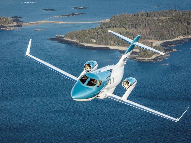 HondaJet Elite is a very lightweight business jet manufactured by Honda Aircraft Company. Credit: Honda Aircraft Company.