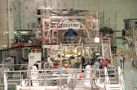 The Destiny space laboratory at the Kennedy Space Centre (KSC).